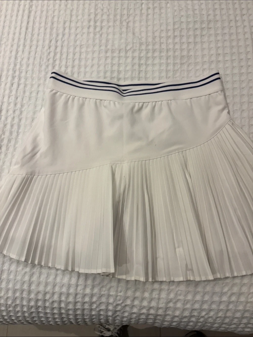 Old Navy White Pleated Skirt with Navy Striped Waistband
